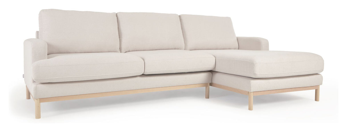 Mihaela 3-pers. Sofa with right-facing chaise longue, White fleece