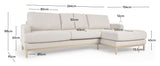 Mihaela 3-pers. Sofa with right-facing chaise longue, White fleece