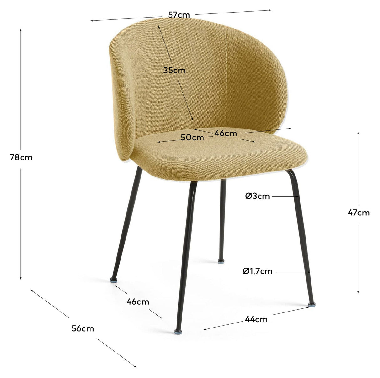 Minna Dining Chair, Black/Mustard