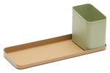 Moka Pencil and Tray Set, Green and Brown Metal