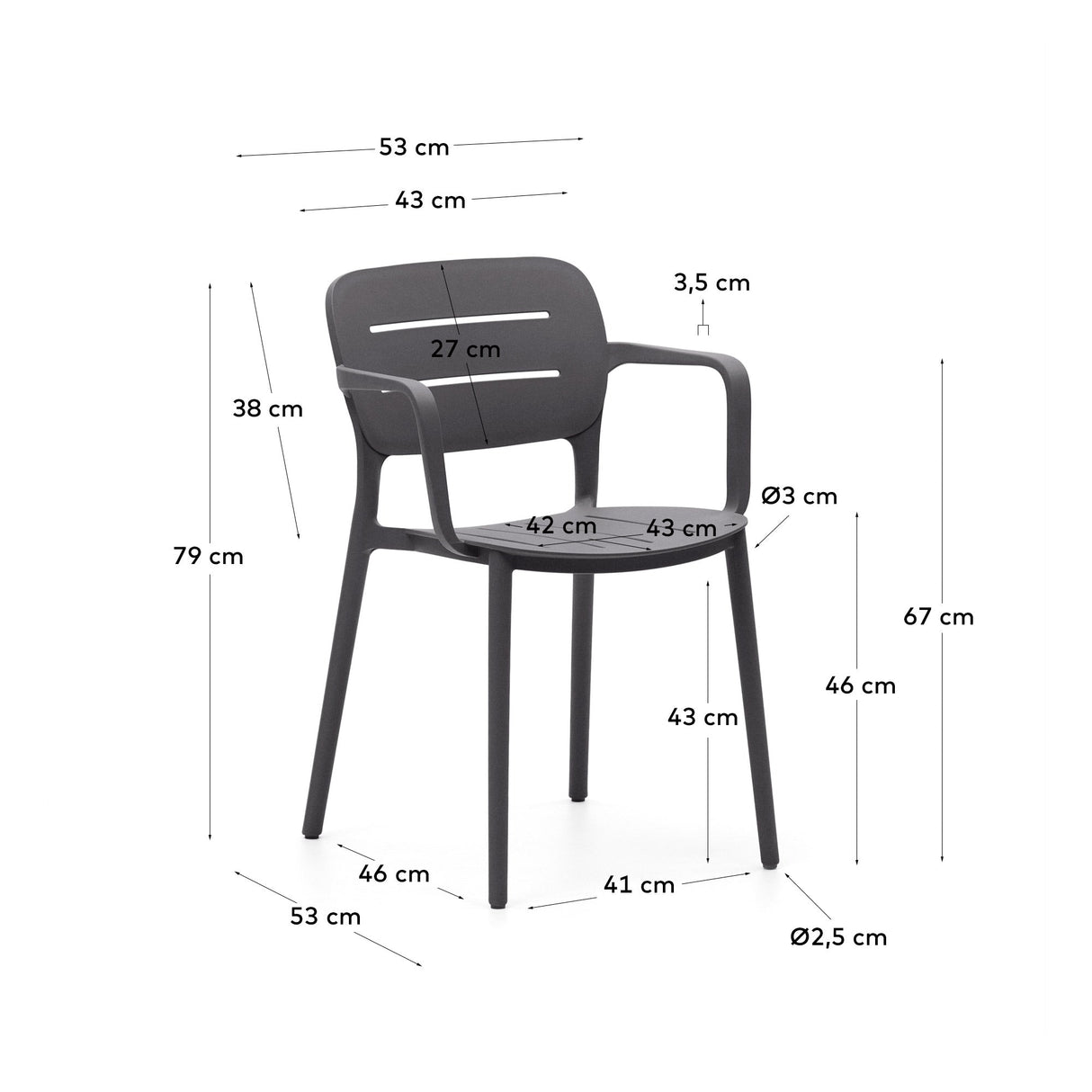 Morella Garden Chair, Gray Plastic