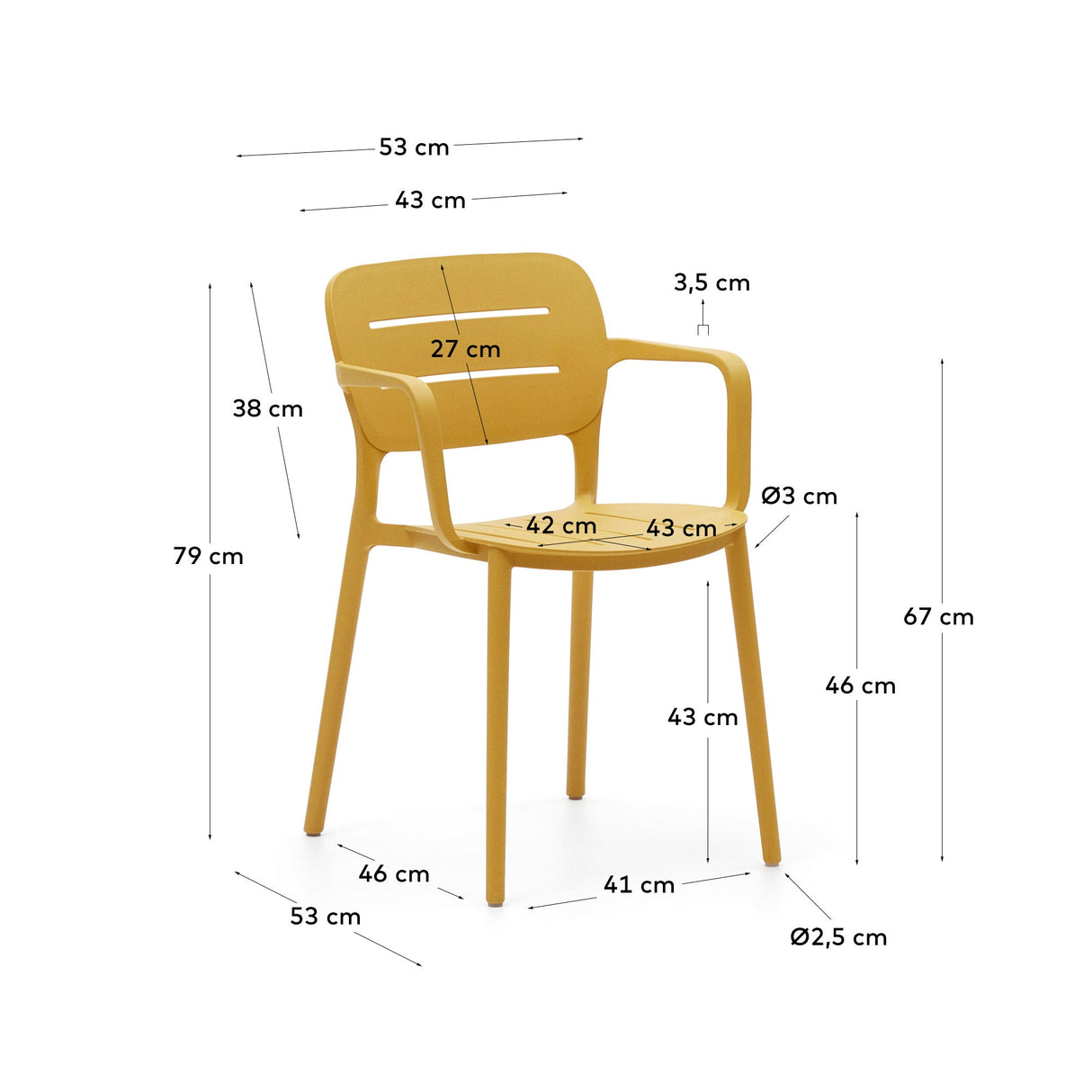 Morella Garden Chair, Yellow Plastic