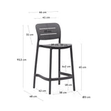 Morella Outdoor bar stool, H: 65 cm, Gray plastic