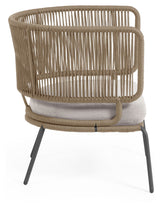 Nadin Lounge Chair with armrests, Beige rope/Steel legs