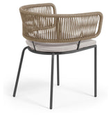 Nadin Lounge Chair w. beige rope, Galvanized steel legs