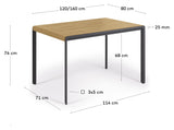 Nadyria Dining table with extension - Oak veneer/Steel legs, 120/160x80