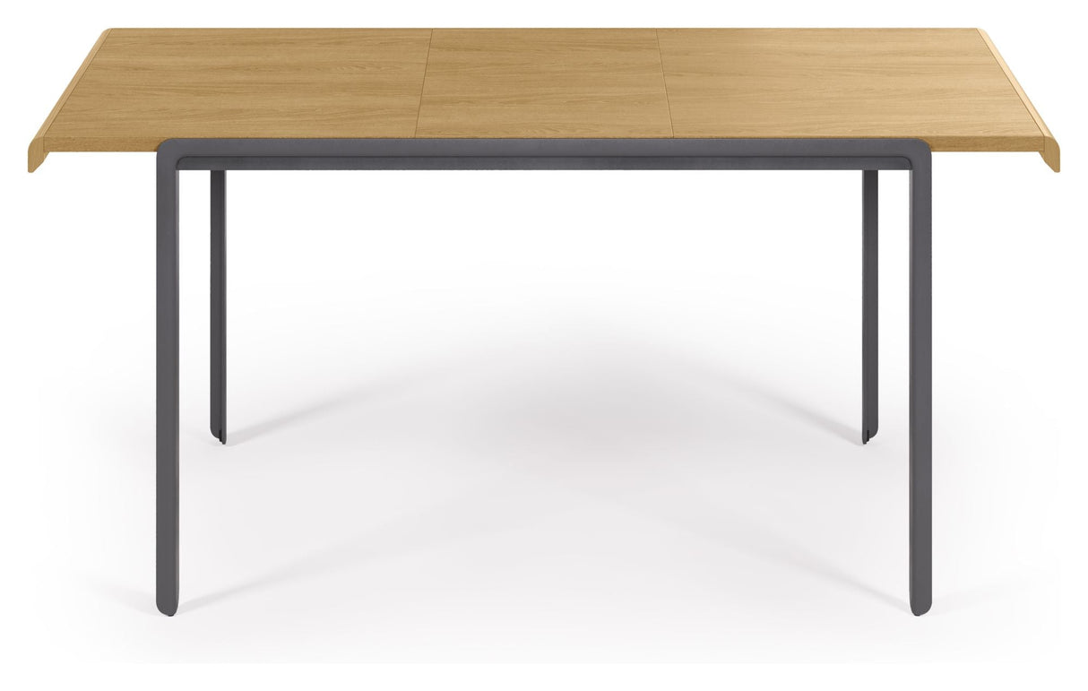 Nadyria Dining table with extension - Oak veneer/Steel legs, 120/160x80