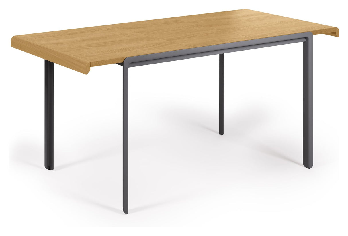 Nadyria Dining table with extension - Oak veneer/Steel legs, 120/160x80