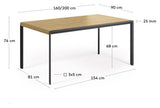 Nadyria Dining table with extension - Oak veneer/Steel legs, 160/200x90