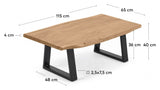 Nahla Coffee table, 115x65, Solid acacia/Matte black metal