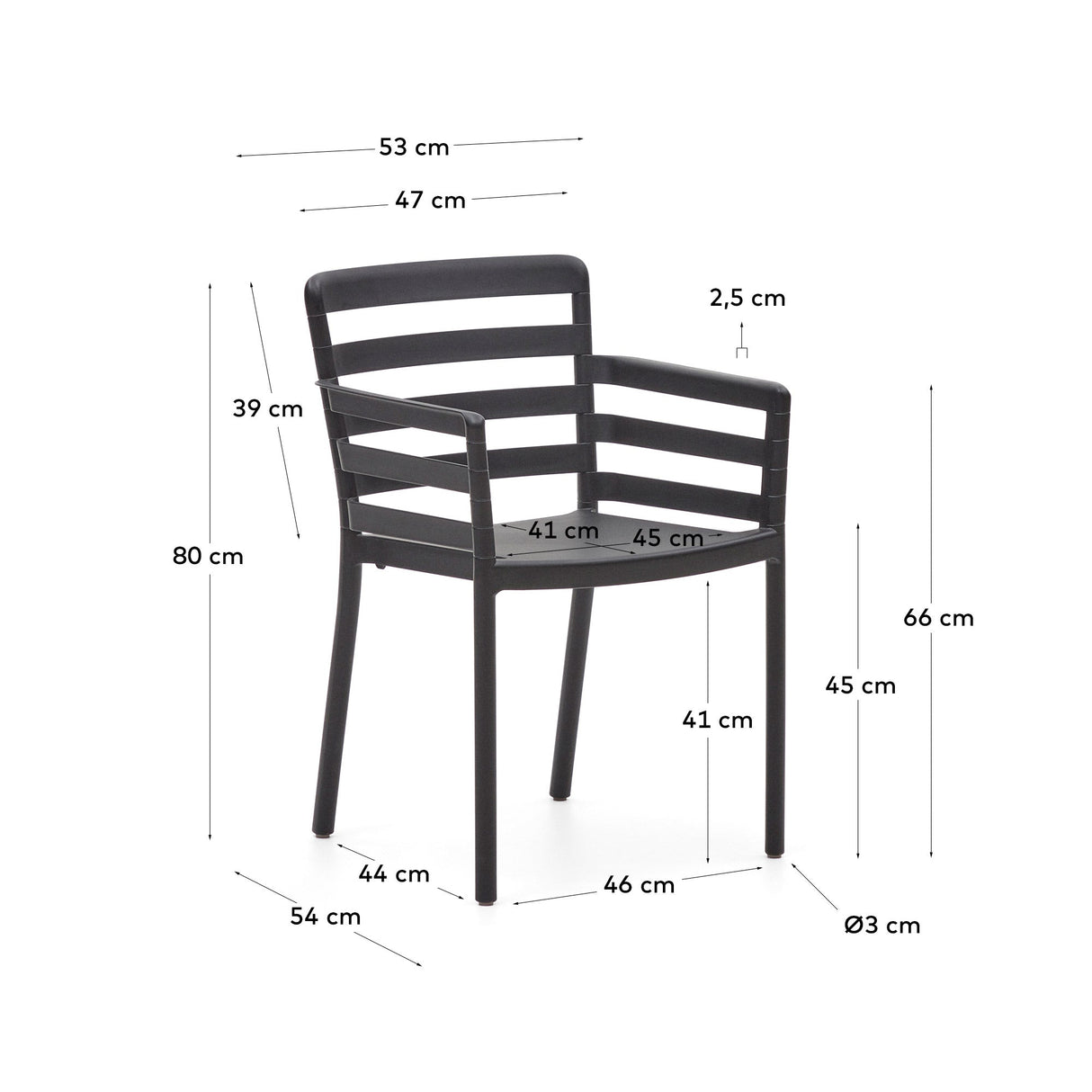 Nariet Garden Chair, Black Plastic