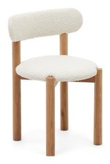 Nebai Dining chair, White bouclé, Solid oak