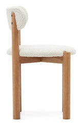 Nebai Dining chair, White bouclé, Solid oak