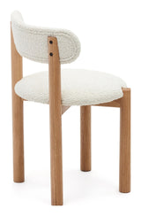 Nebai Dining chair, White bouclé, Solid oak