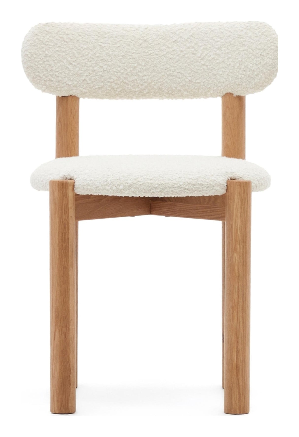 Nebai Dining chair, White bouclé, Solid oak