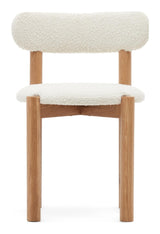 Nebai Dining chair, White bouclé, Solid oak