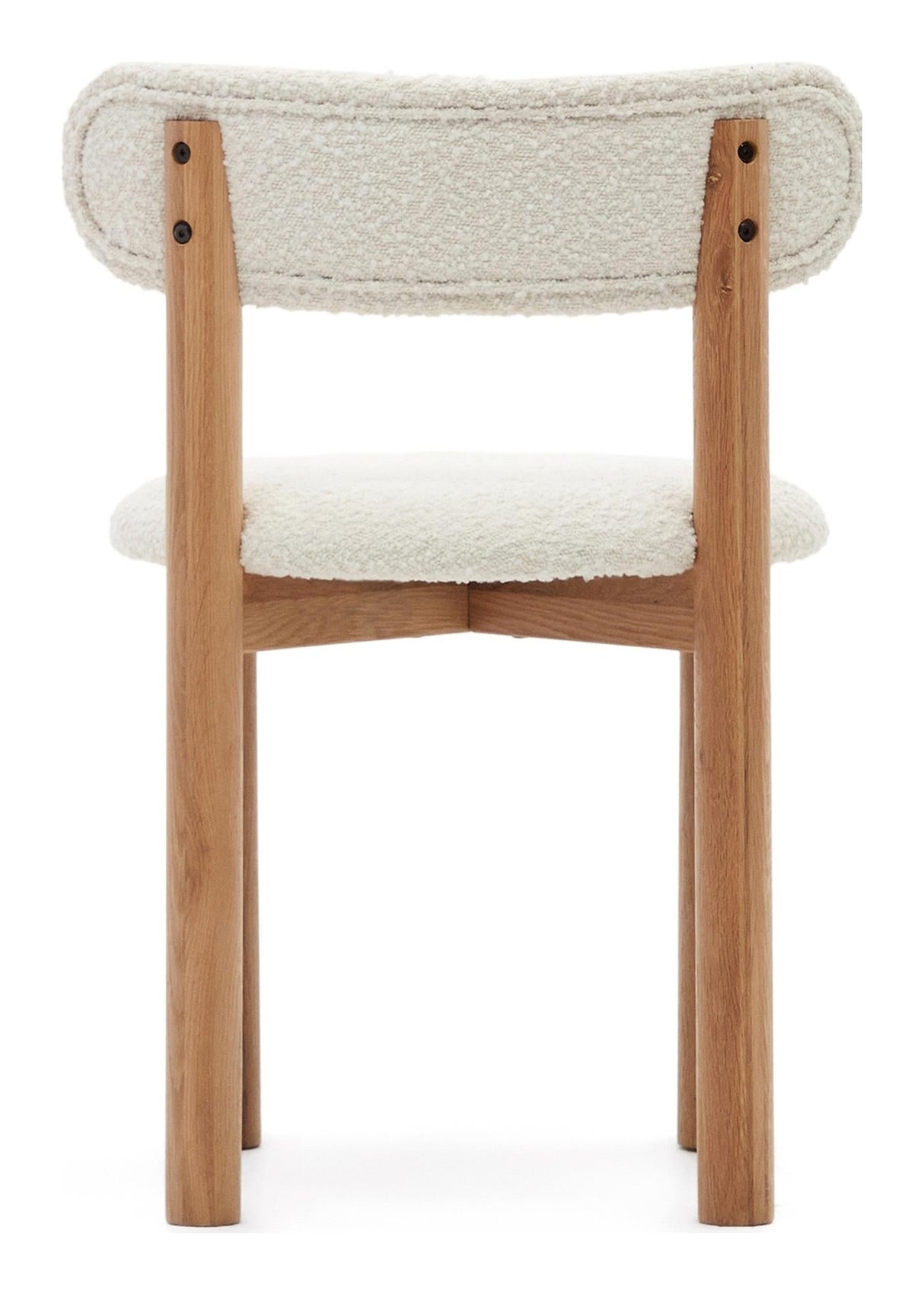 Nebai Dining chair, White bouclé, Solid oak