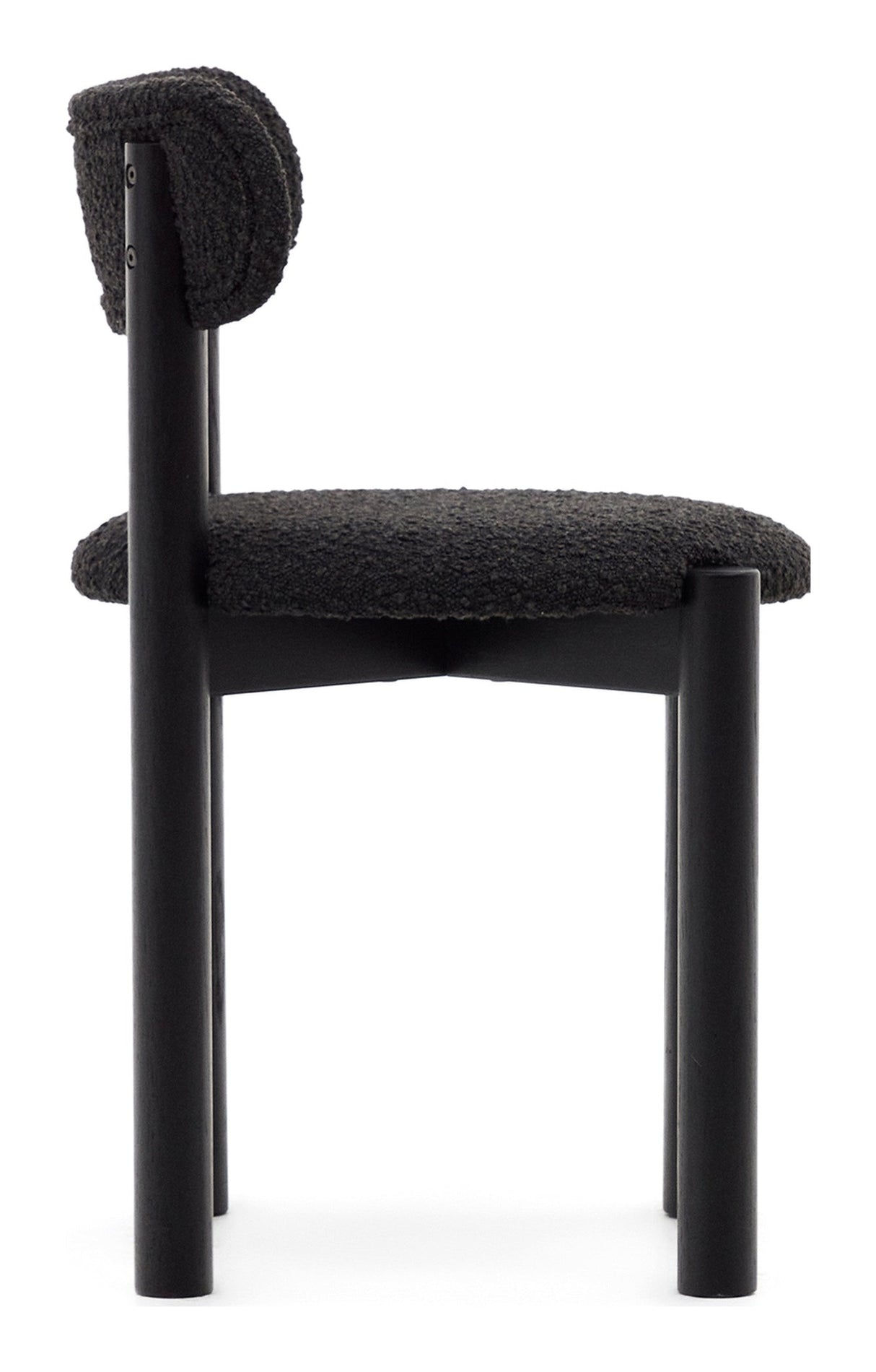 Nebai Dining chair, Black bouclé, Solid oak