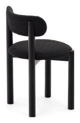 Nebai Dining chair, Black bouclé, Solid oak