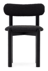 Nebai Dining chair, Black bouclé, Solid oak