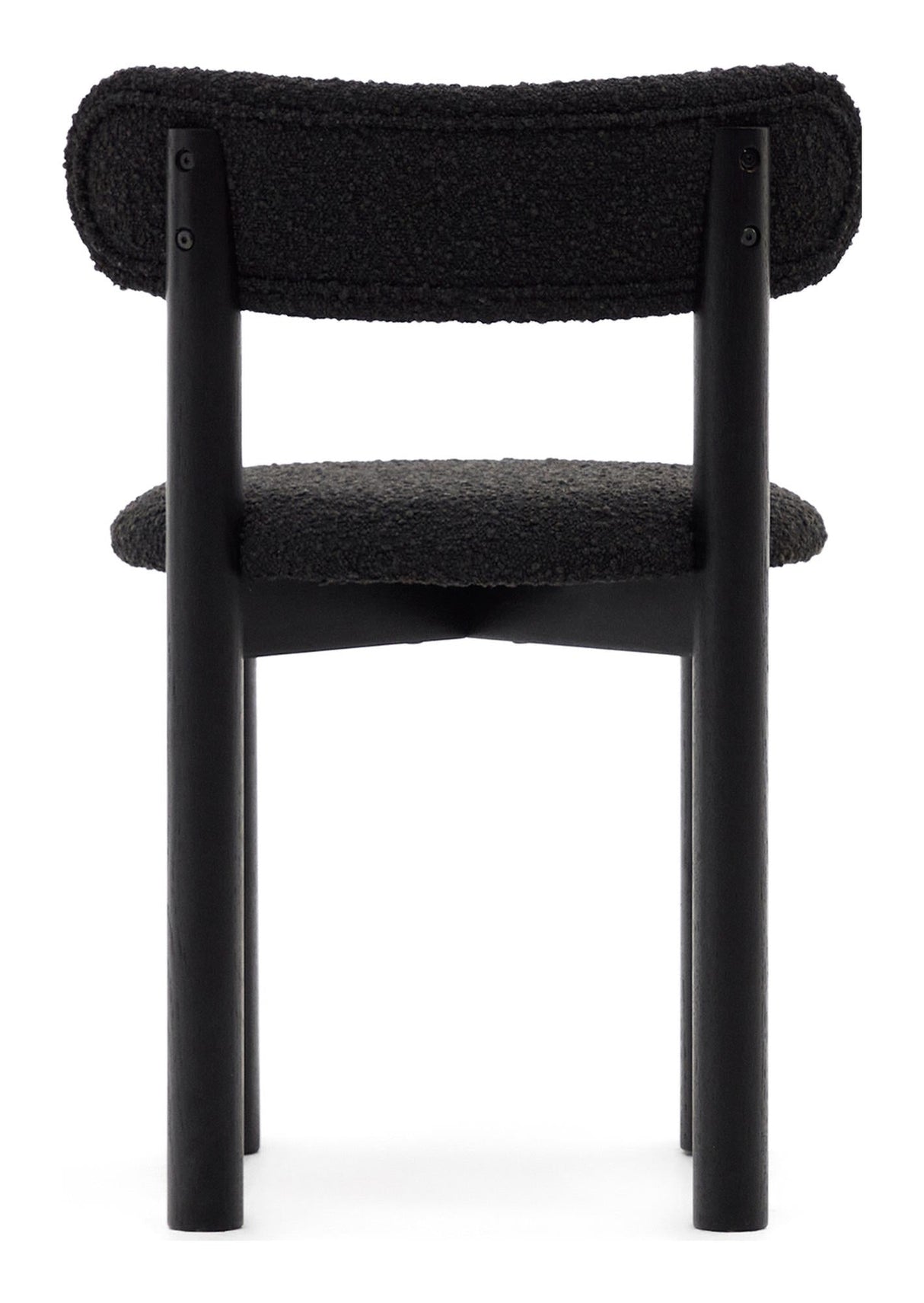 Nebai Dining chair, Black bouclé, Solid oak