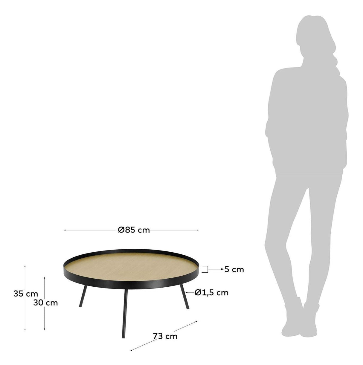 Nenet Coffee Table Black, Ø84