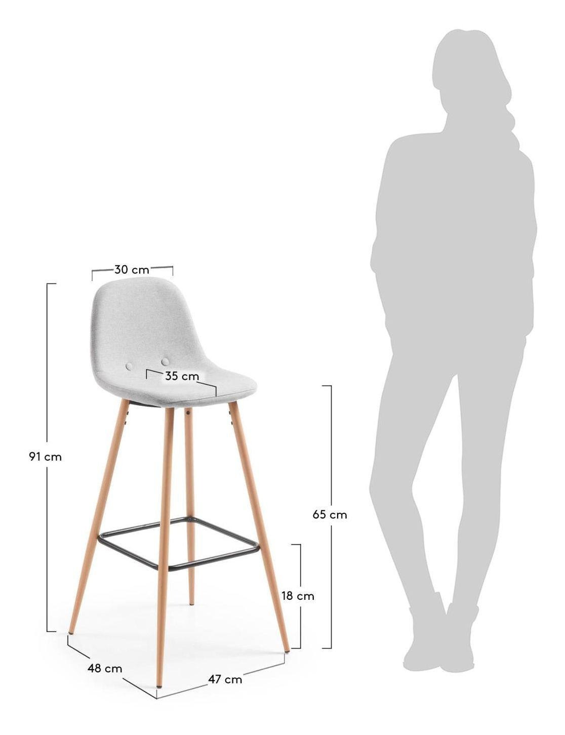 Nilson bar stool Light gray, SH: 65cm