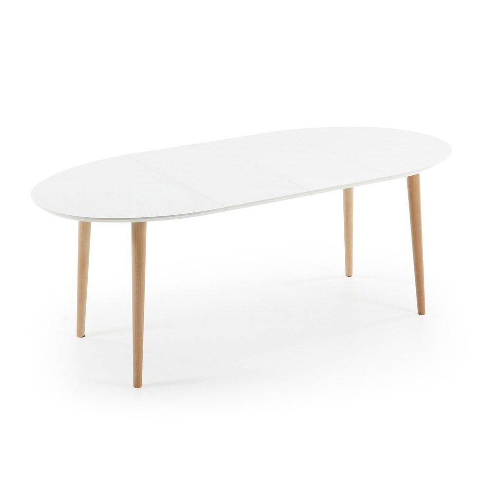 Oakland Dining table with extension, MDF, White, 120(200)x90