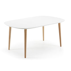 Oakland Dining table with pull-out, MDF, White, 160(260)x100