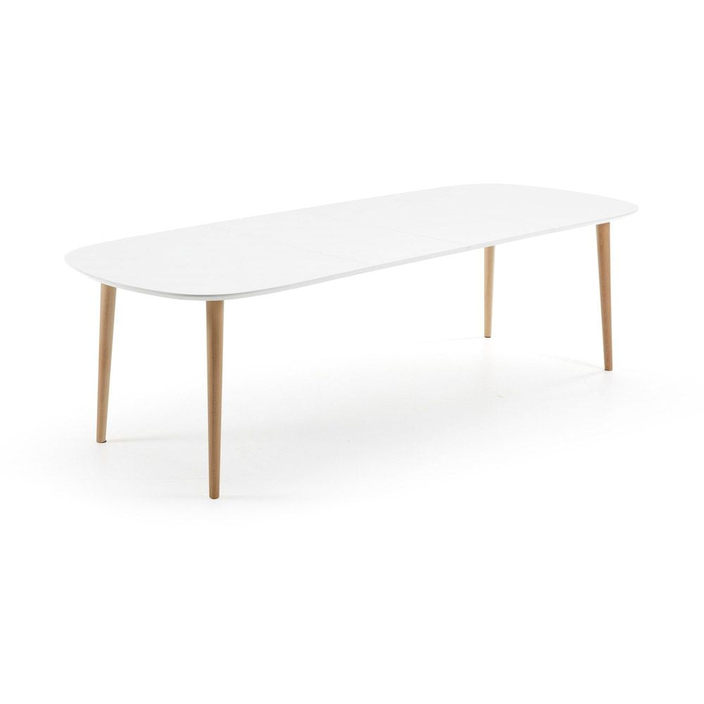 Oakland Dining table with pull-out, MDF, White, 160(260)x100