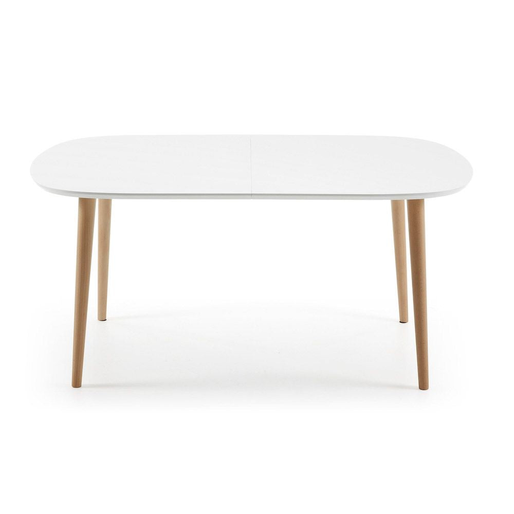 Oakland Dining table with pull-out, MDF, White, 160(260)x100