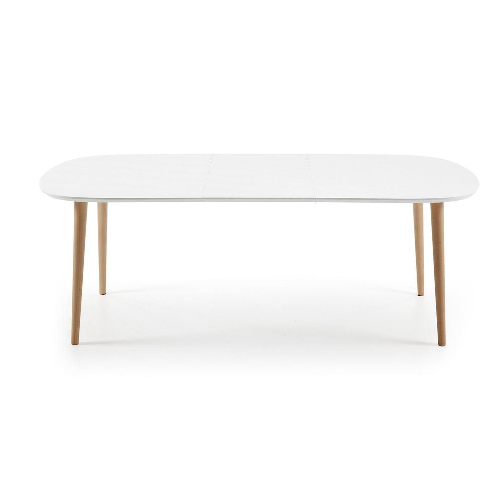 Oakland Dining table with pull-out, MDF, White, 160(260)x100