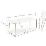 Oakland Dining table with pull-out, MDF, White, 160(260)x100