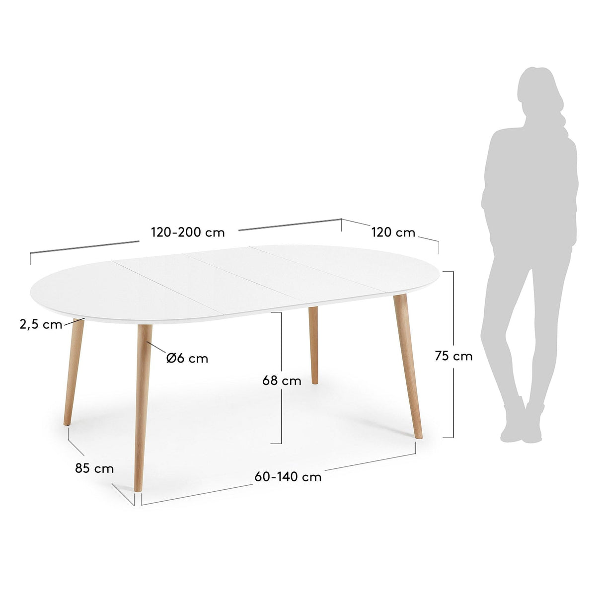 Oakland Dining table Ø120 - Nature/white