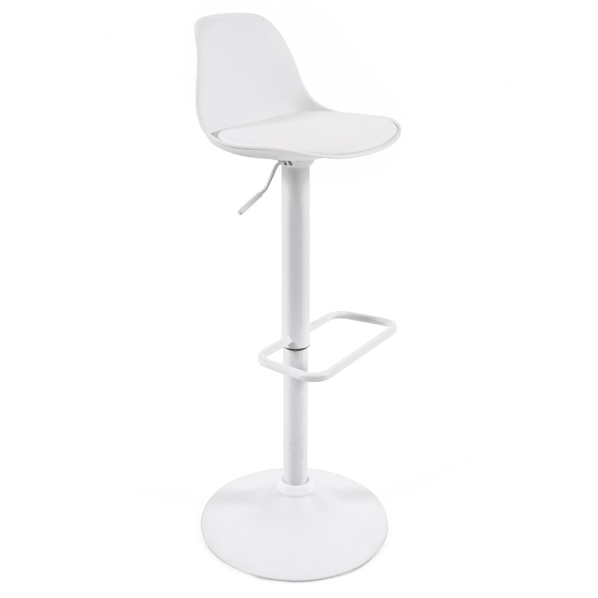 Orlando-T Bar stool, White synthetic leather and matte white steel