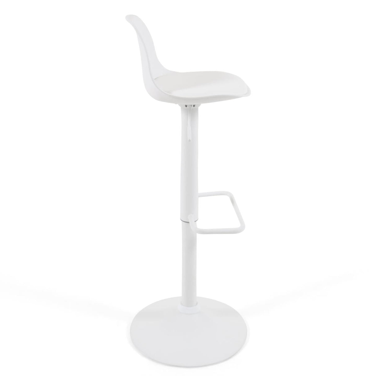 Orlando-T Bar stool, White synthetic leather and matte white steel