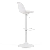 Orlando-T Bar stool, White synthetic leather and matte white steel