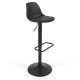 Orlando-T Bar stool, Black synthetic leather and matte black steel