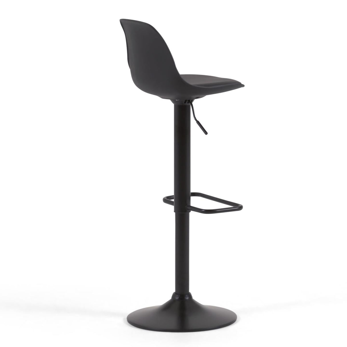 Orlando-T Bar stool, Black synthetic leather and matte black steel