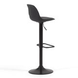 Orlando-T Bar stool, Black synthetic leather and matte black steel