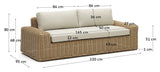 Portlligat 3-pers. Lounge bed, Beige rattan