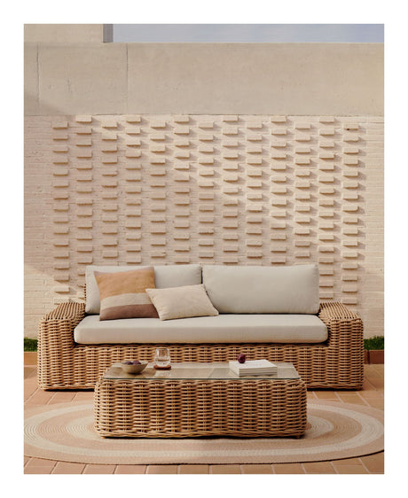 Portlligat 3-pers. Lounge bed, Beige rattan