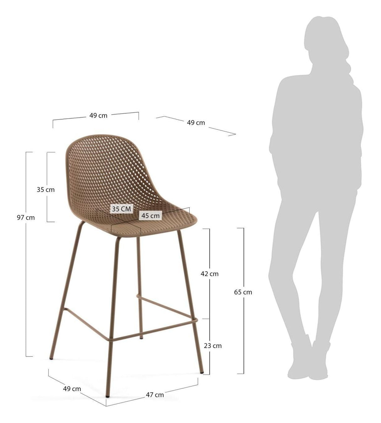 Quinby bar stool SH: 65cm, Beige