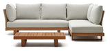 Raco 5-seater corner sofa and coffee table, Solid acacia wood