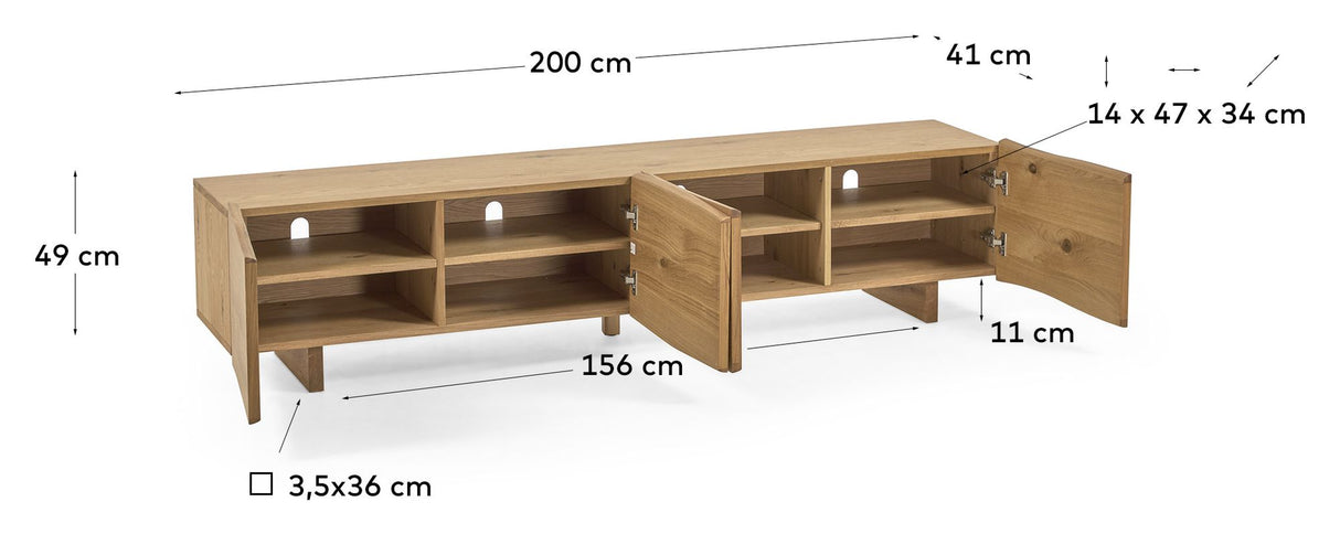 Rasha Tvbord w. 4 doors, 200x49, Oak veneer