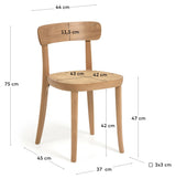 Romane Dining chair in beech. Ash veneer/Rattan