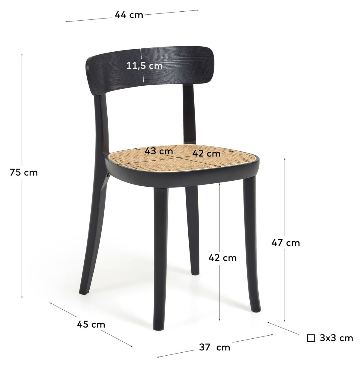 Romane Dining chair - Solid beech in black