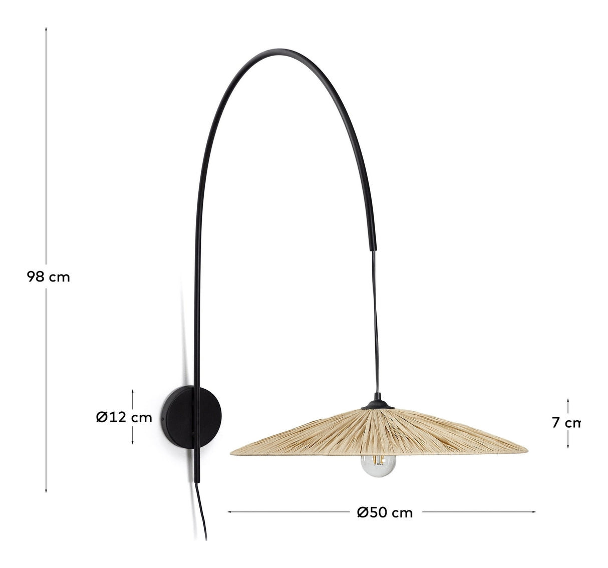 Rosella Wall Lamp, Natural Raffia