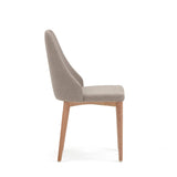 Rosie Dining chair with upholstered seat, Brown fabric