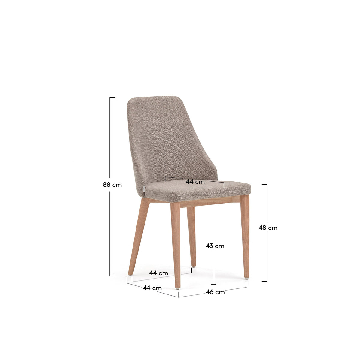 Rosie Dining chair with upholstered seat, Brown fabric